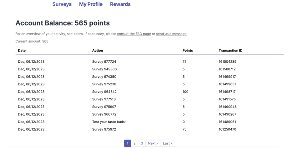 Ipsos iSay account history.