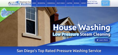 The homepage for Washed Out Pressure Washing.