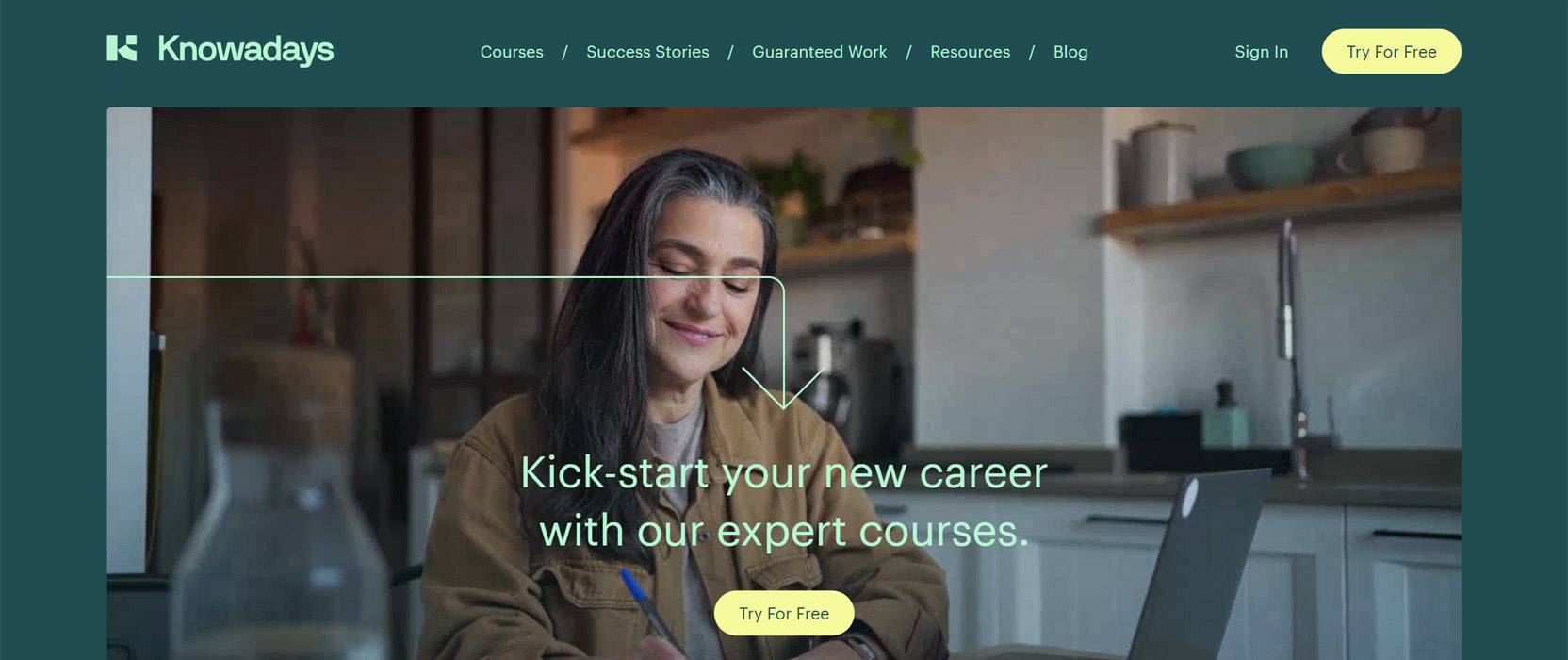 Screenshot of the Knowadays homepage