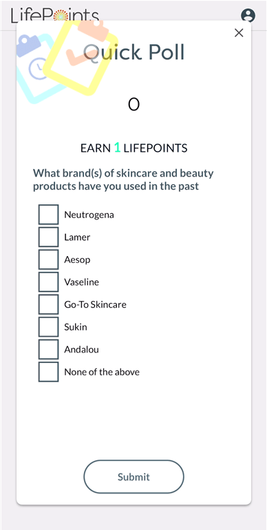 Viewing the Quick Poll feature on LifePoints.