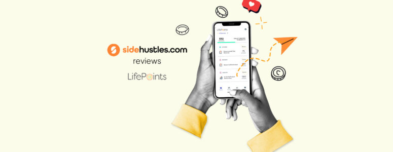 Smartphone showing the LifePoints homepage.