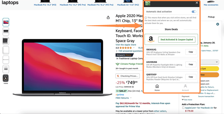 Viewing offers available from the Lootup Deal Finder browser extension. 