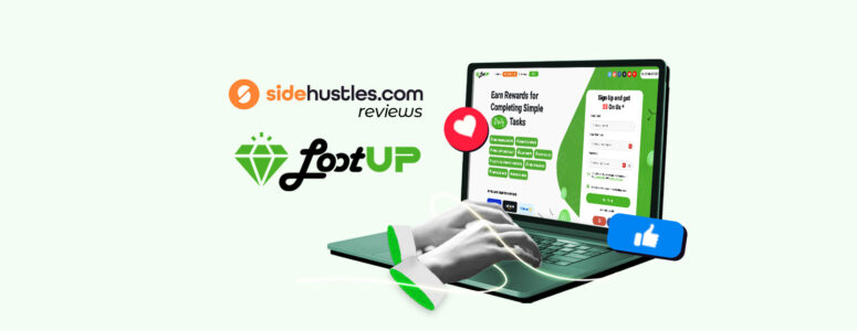 Laptop showing the Lootup home page.
