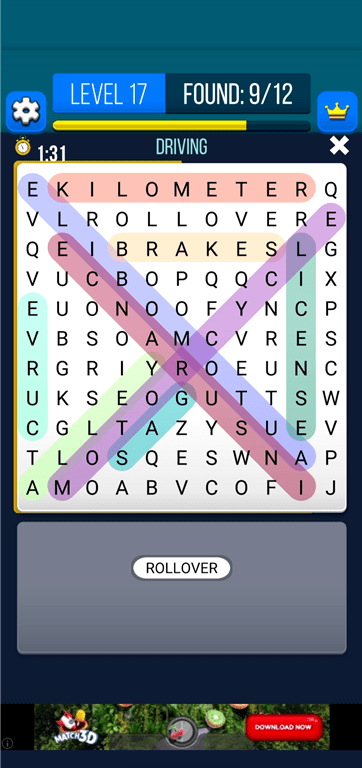 Playing a word game on Lootup.