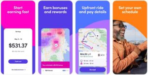 Screenshots of the Lyft app