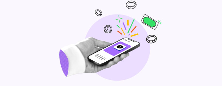 Smartphone surrounded by the icons of different money-making apps