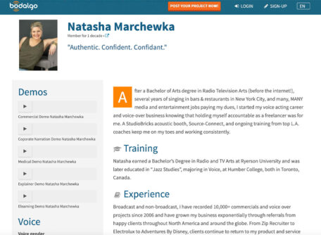 Natasha Marchewka's Bodalgo profile