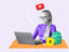 Teenager sitting at laptop working an online job