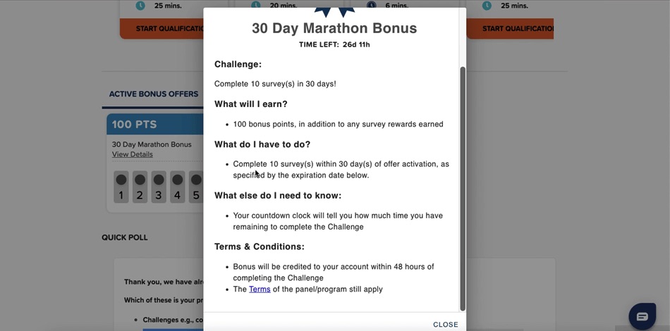 Opinion Outpost’s “Marathon” bonus offer.