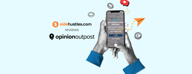 Smartphone showing the Opinion Outpost app.