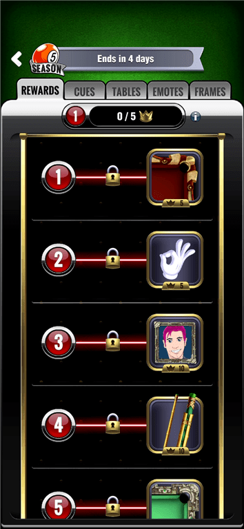 The Missions and Items feature on the Pool Payday app.