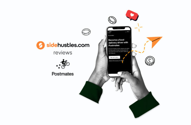 Smartphone showing the Postmates signup page.