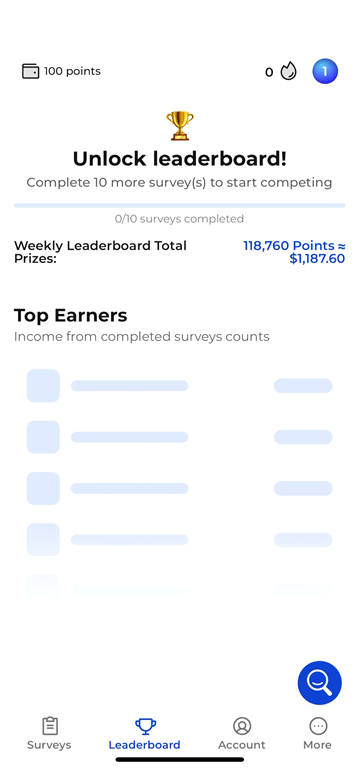Attempting to view the Prime Opinion Leaderboard.