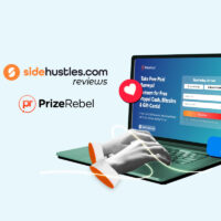 Laptop screen showing the PrizeRebel home page.