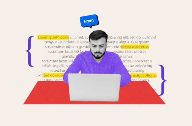 Man at laptop taking a proofreading test