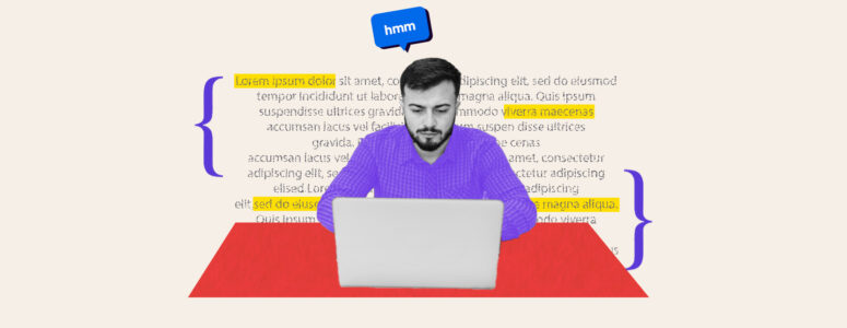Man at laptop taking a proofreading test