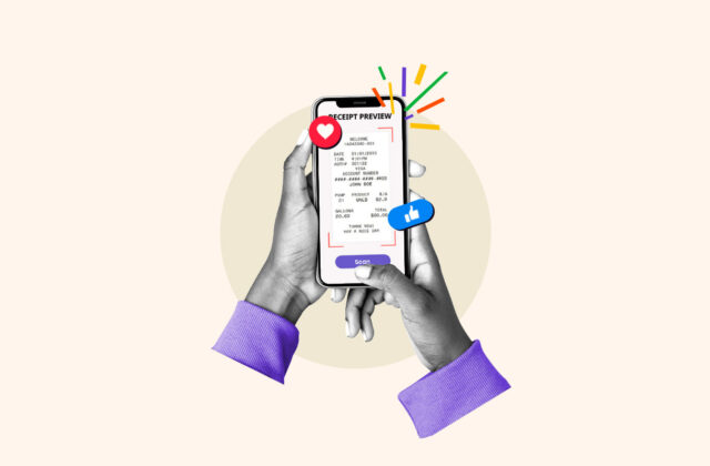 Smartphone showing a receipt scanner app