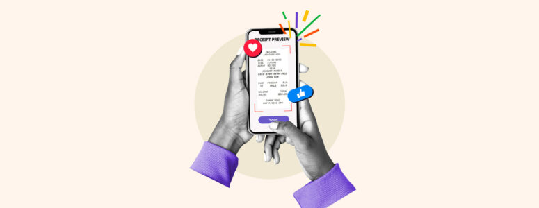 Smartphone showing a receipt scanner app