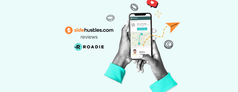 Smartphone showing the Roadie courier app.