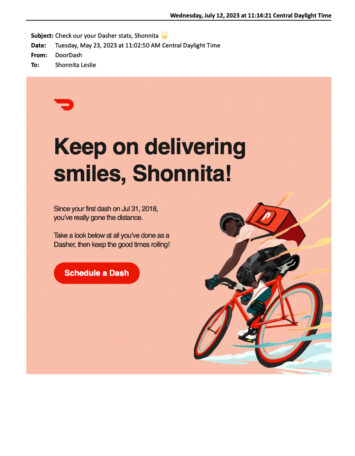 Shonnita Leslie's Dasher status