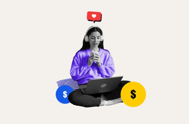 Introvert sitting on the floor and pursuing a side hustle on their laptop