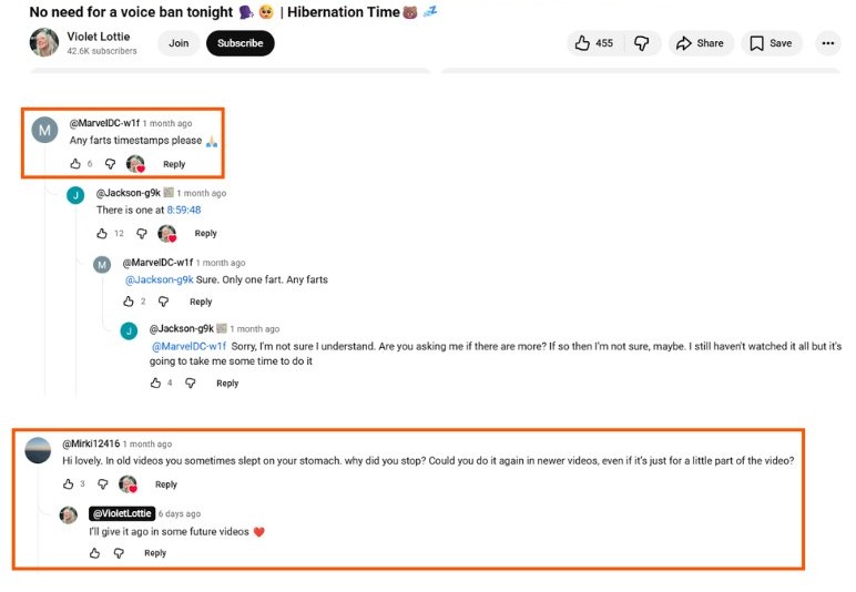 Screenshot of viewers' comments under a YouTube sleep stream.