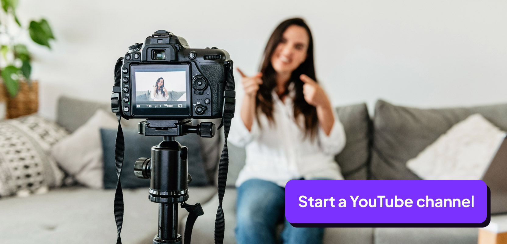 Teenage YouTuber sitting on a couch in front of a camera
