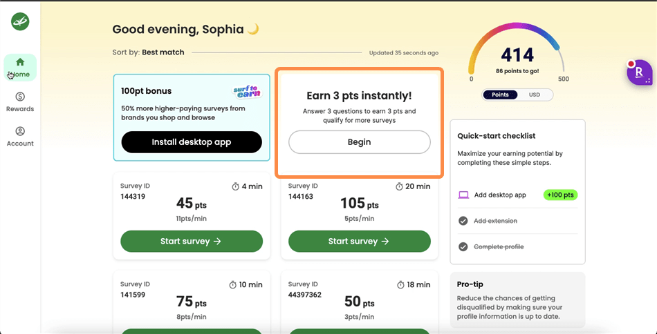 A short Profile Survey offered on Survey Junkie.