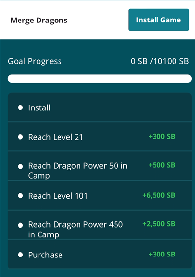 Swagbucks guide to rewards for Merge Dragons game