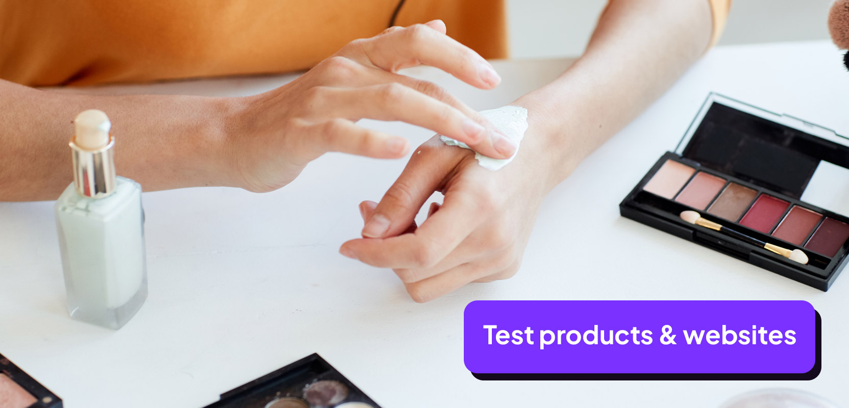 Teen applying makeup as part of a product testing side hustle