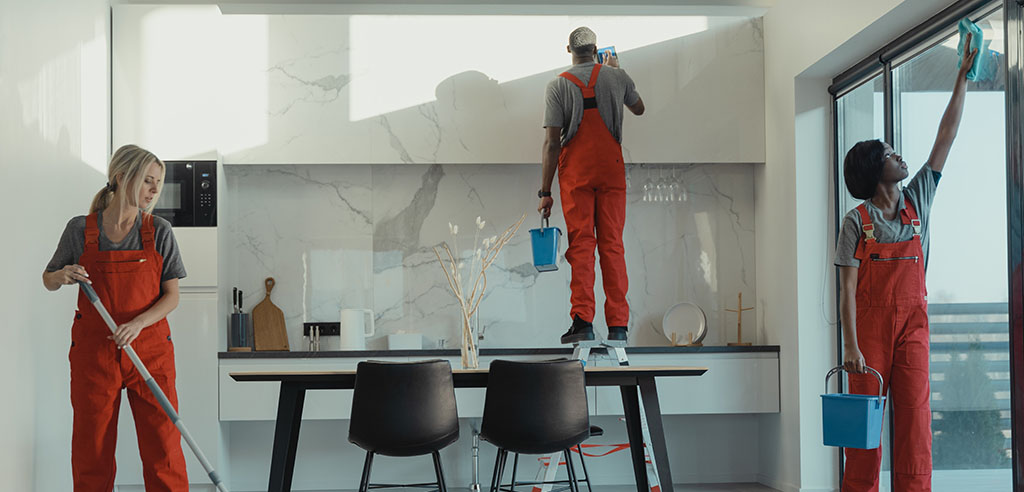 House cleaners are cleaning the house