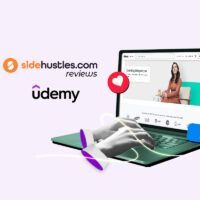 Two hands on a laptop signing up to sell courses online on Udemy