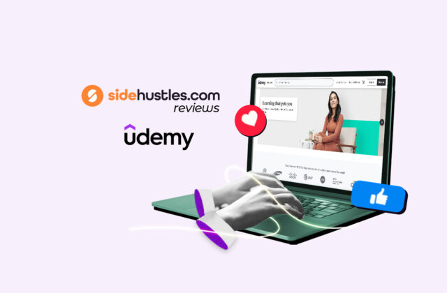 Two hands on a laptop signing up to sell courses online on Udemy