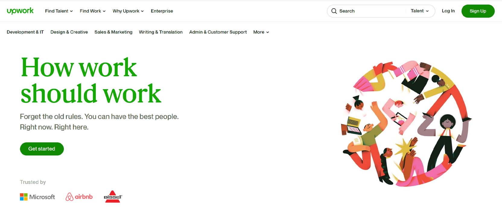 Screenshot of the Upwork home page