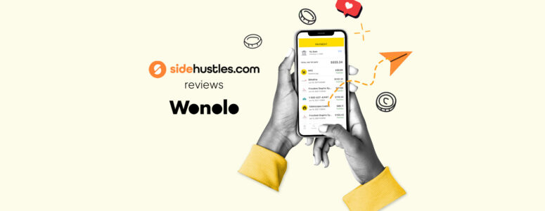 Two hands holding a smartphone displaying available jobs in the Wonolo app