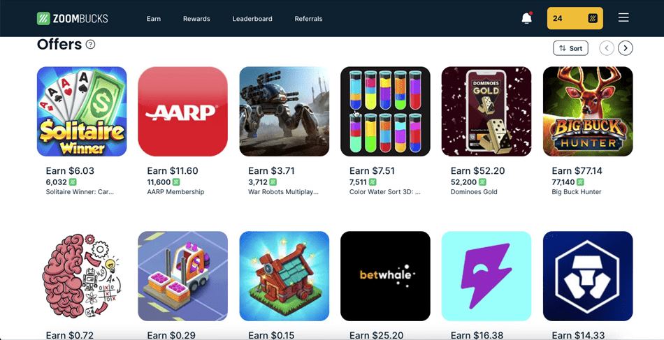 Selection of Zoombucks offers.