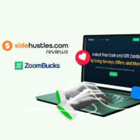Laptop showing the Zoombucks homepage.