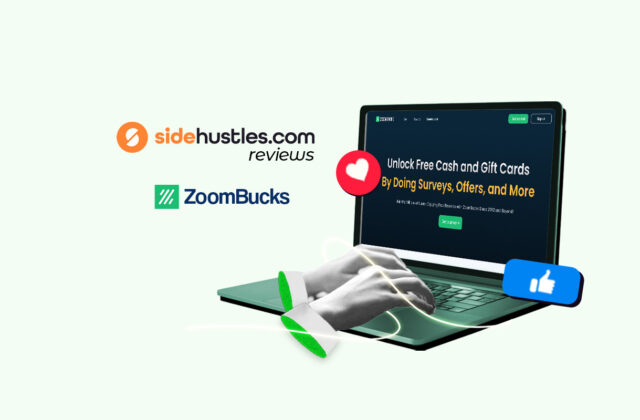 Laptop showing the Zoombucks homepage.
